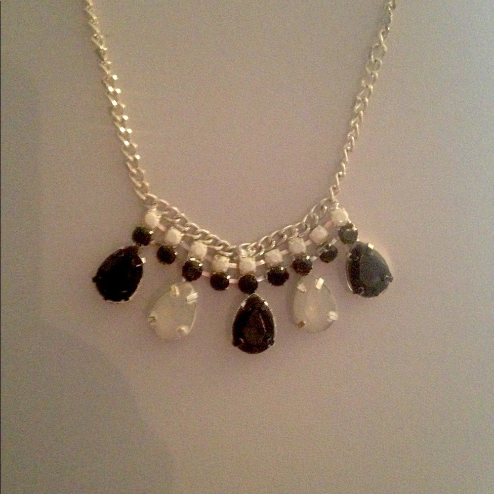 Trendy Black White & Silver Necklace